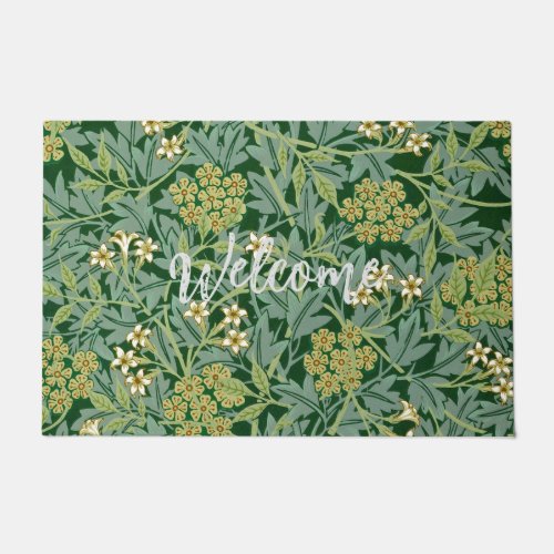 Jasmine Flower Vintage Ornament Illustration Doormat