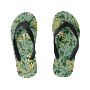 Jasmine Flower Vintage Ornament Illustration Kid's Flip Flops