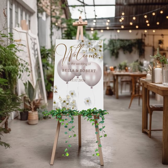 Jasmine Flowers and Baloons Welcome Wedding Sign (Creator Uploaded)