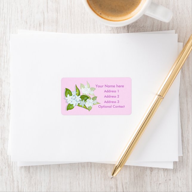 Jasmine Flowers Customizable Address Labels (Insitu)