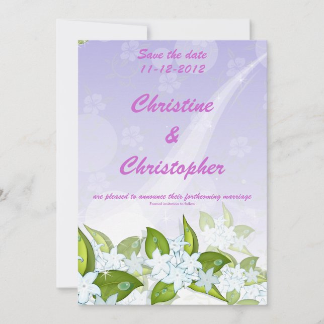 Jasmine Flowers Customizable save The date Invite (Front)