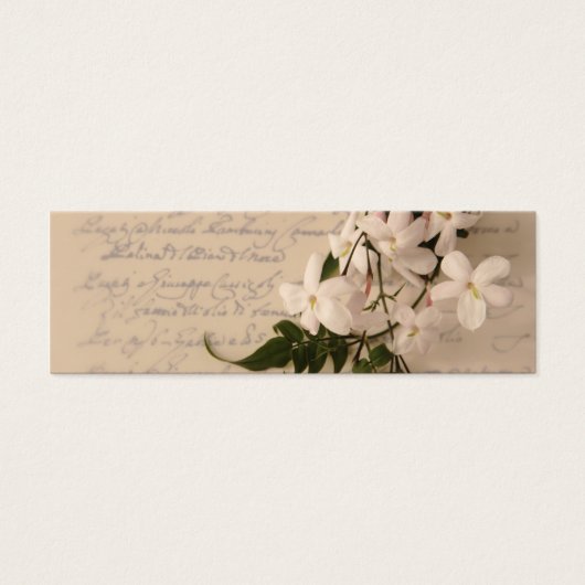 jasmine flowers on old script handwriting bookmark (Front)