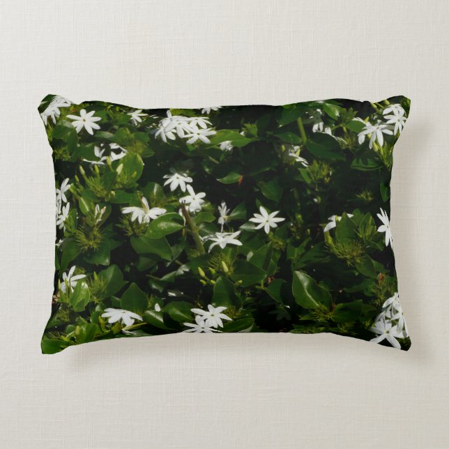 Jasmine Flowers Tropical Floral Botanical Accent Pillow (Front)