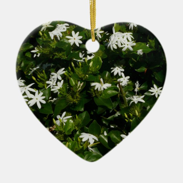 Jasmine Flowers Tropical Floral Botanical Ceramic Ornament (Front)
