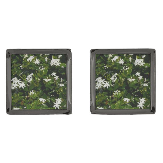 Jasmine Flowers Tropical Floral Botanical Cufflinks (Front)