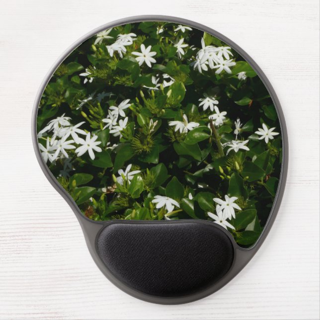 Jasmine Flowers Tropical Floral Botanical Gel Mouse Pad (Front)