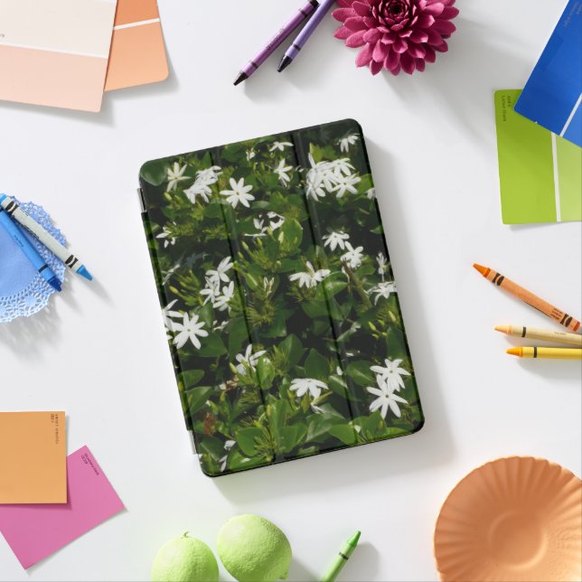 Jasmine Flowers Tropical Floral Botanical iPad Pro Cover (Desk)