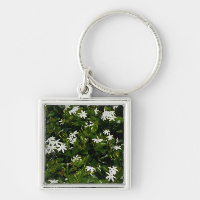 Jasmine Flowers Tropical Floral Botanical Keychain (Front)