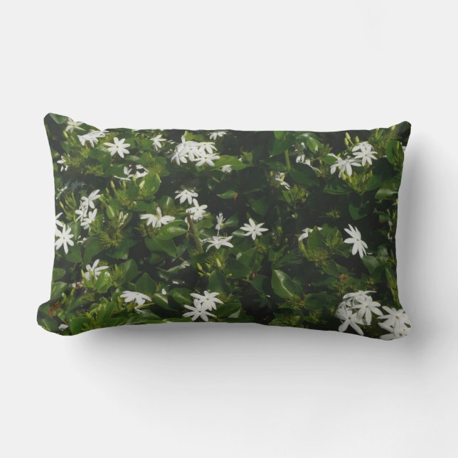 Jasmine Flowers Tropical Floral Botanical Lumbar Pillow (Front)