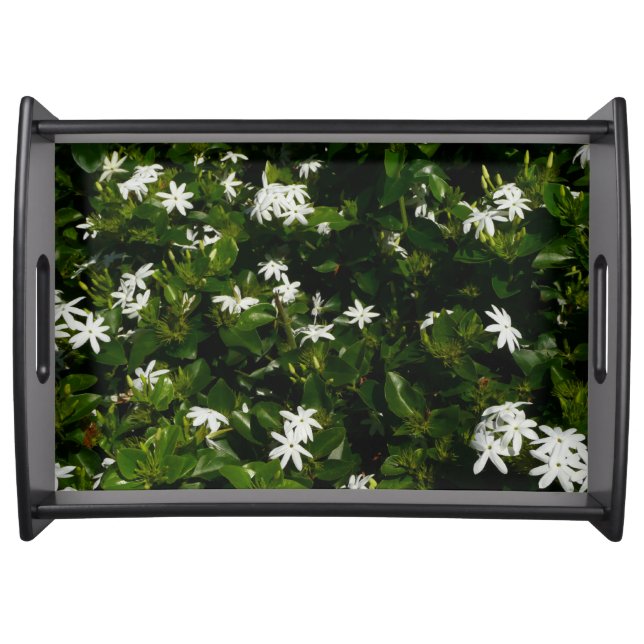 Jasmine Flowers Tropical Floral Botanical Serving Tray (Front)