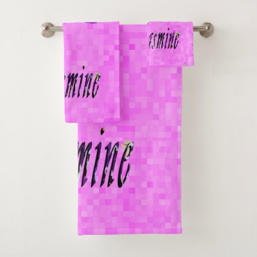 Jasmine Girls Name With Purple Pansies Bath Towel Set