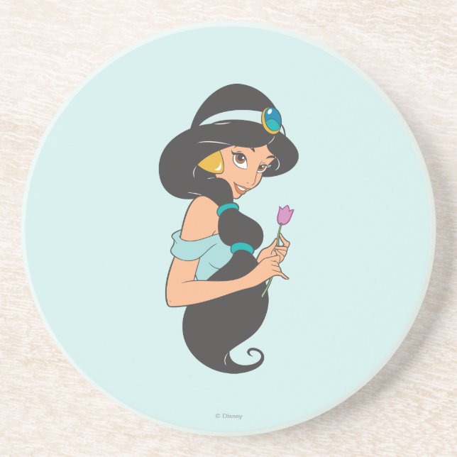 Jasmine Holding Flower Sandstone Coaster (Front)