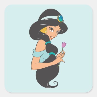 Jasmine Holding Flower Square Sticker