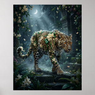 Jasmine Leopard Moon Bloom Poster