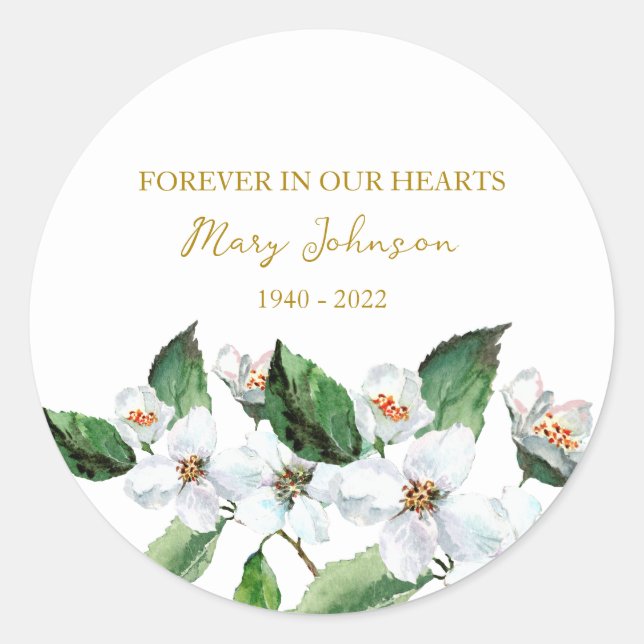 Jasmine Memorial Funeral Classic Round Sticker (Front)