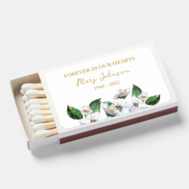 Jasmine Memorial Funeral Favor Matchboxes (Front Open)