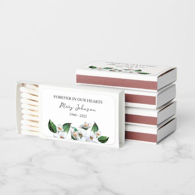 Jasmine Memorial Funeral Favor Matchboxes (Stacked)