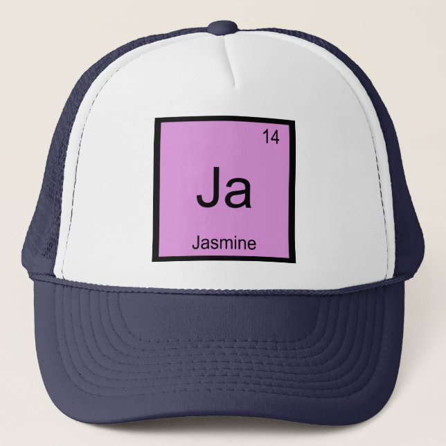 Jasmine  Name Chemistry Element Periodic Table Trucker Hat (Front)