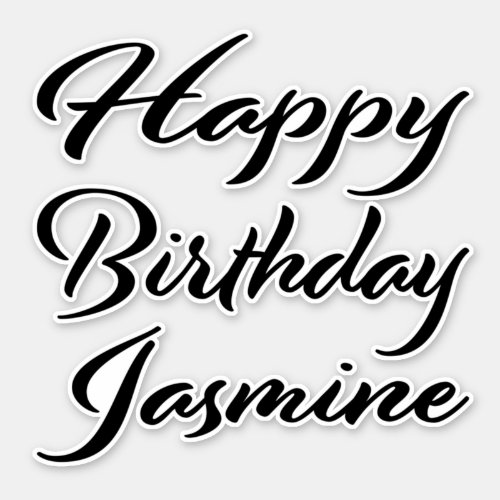 Jasmine name first name black Sticker birthday