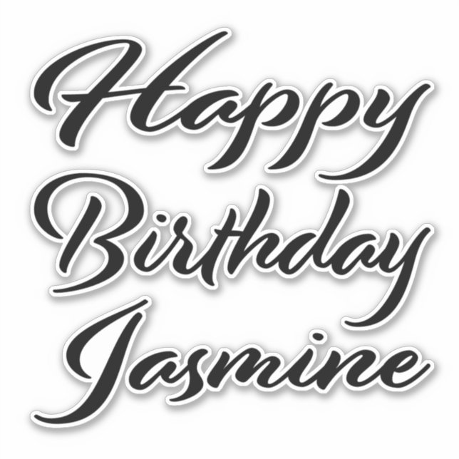 Jasmine name first name black Sticker birthday (Front)