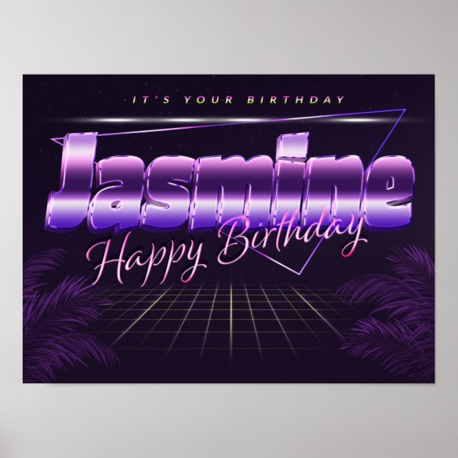 Jasmine name First name lila retro Poster (Front)