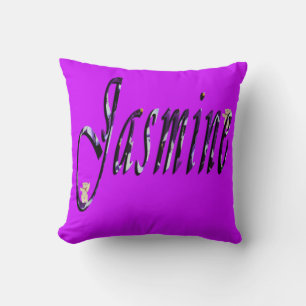 Jasmine, Name, Logo, Magenta Throw Cushion. Pillow