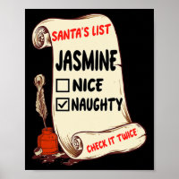 Jasmine Name - Santa Naughty Nice List Funny Xmas