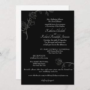 Jasmine Outline Black Formal Website Wedding Invitation