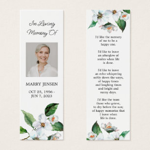 Jasmine Photo Funeral Memorial Bookmark