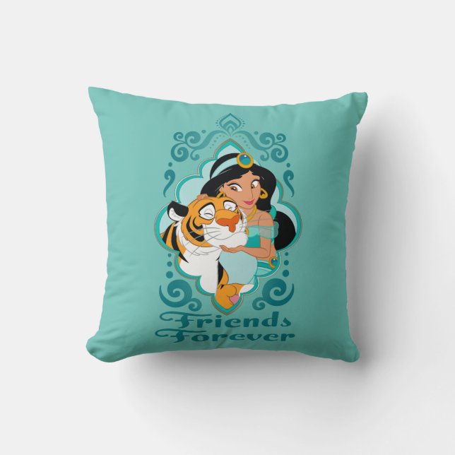 Jasmine & Rajah "Friends Forever" Throw Pillow (Front)