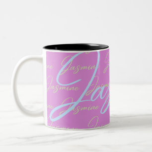 Jasmine Repeating Name Pattern Two-Tone Coffee Mug