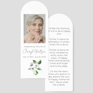 Jasmine Simple Photo Funeral Bookmark