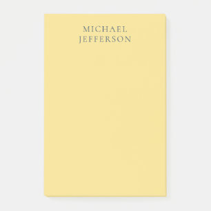 Jasmine & Slate Grey Minimalist Plain Modern Name Post-it Notes