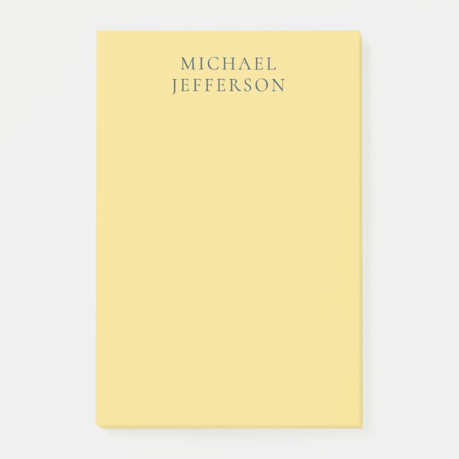 Jasmine & Slate Grey Minimalist Plain Modern Name Post-it Notes (Front)