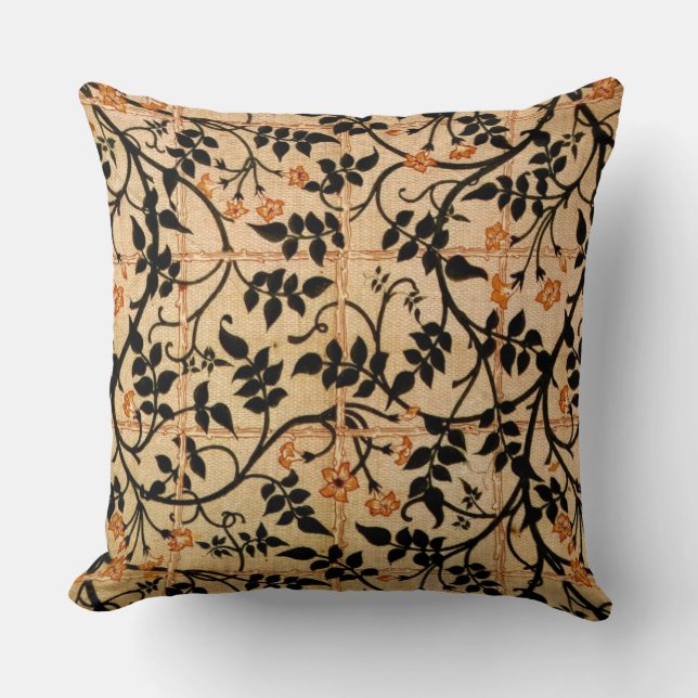 Jasmine trail curtain design, 1868-70 (printed cot throw pillow (Front)