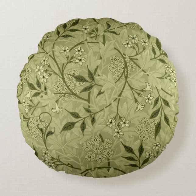 'Jasmine' wallpaper design, 1872 Round Pillow (Front)