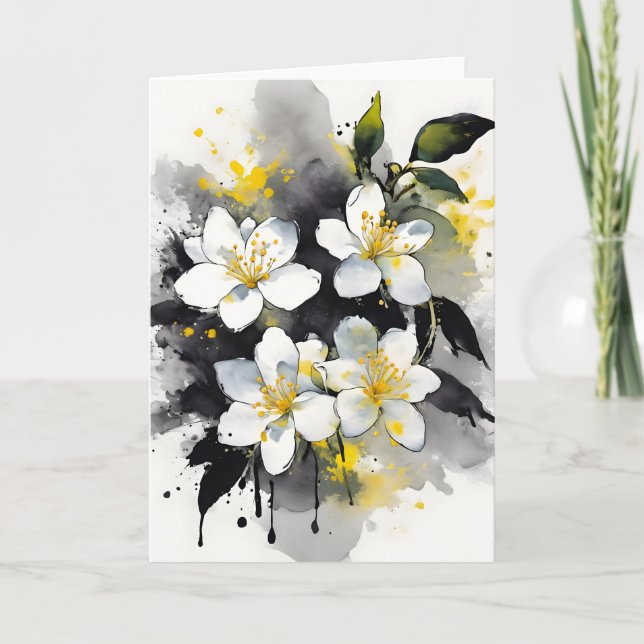 Jasmine - Watercolor flowers Card (Front)