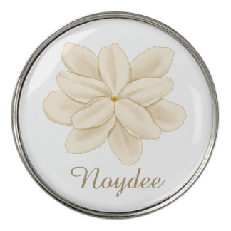 Jasmine White Flower Elegant Name Golf Ball Marker