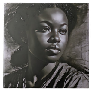 “Jasmine” Women In Charcoal Ceramic Tile