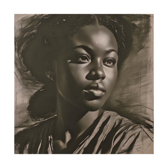 “Jasmine” Women In Charcoal Wood Wall Art (Front)