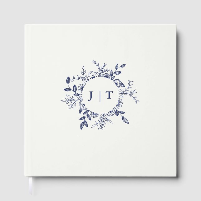 Jasminum Sambac Elegant Floral wedding  Foil Guest Book (Front)
