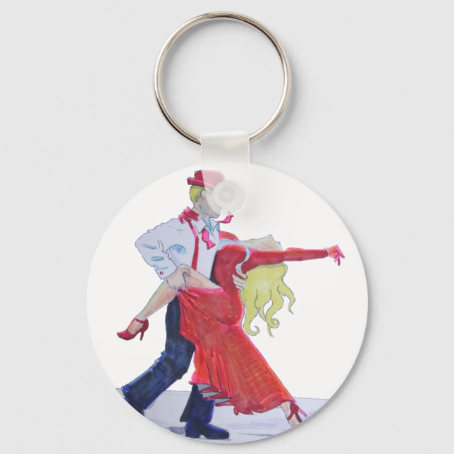 Jason Donovan Kristina Rihanoff Foxtrot Cartoon Keychain (Front)