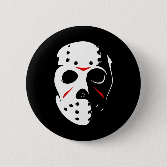 Jason Hockey Mask Halloween Friday 13th  Button (Front)