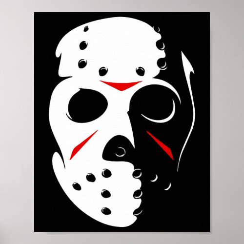 Jason Hockey Mask Halloween  Friday 13TH  Poster
