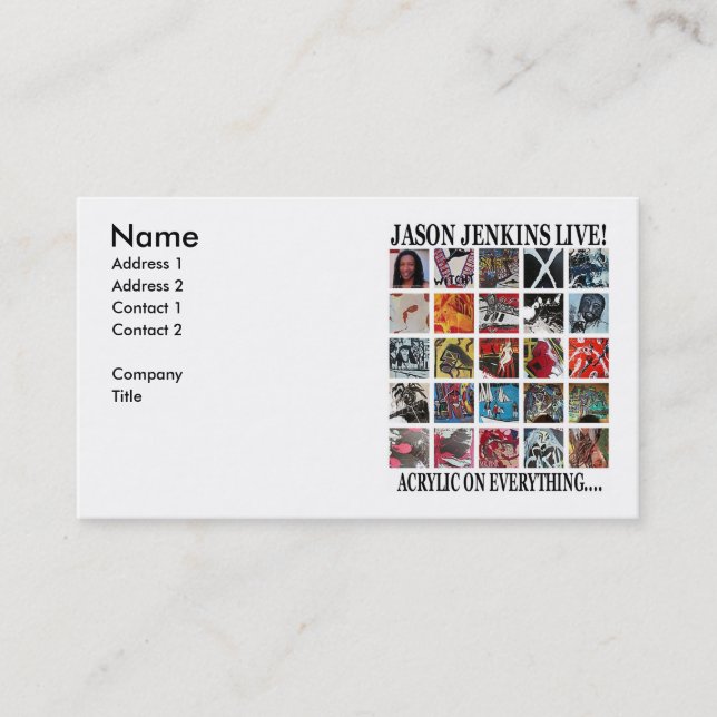 JASON JENKINS LIVE ACRYLIC ON EVERYTHING BUSINESS CARD (Front)