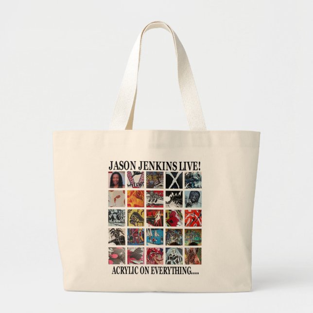 JASON JENKINS LIVE! ACRYLIC ON EVERYTHING LARGE TOTE BAG (Front)
