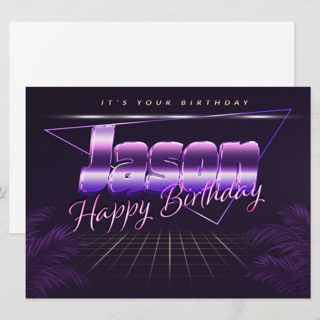 Jason Name First name lila retro card Birthday (Front/Back)