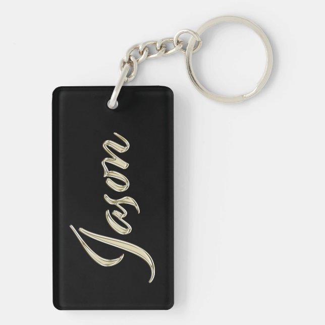 Jason Name whitegold key trailer Keychain (Back)
