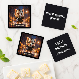 Jason Pawhees Halloween Cat Coaster Set
