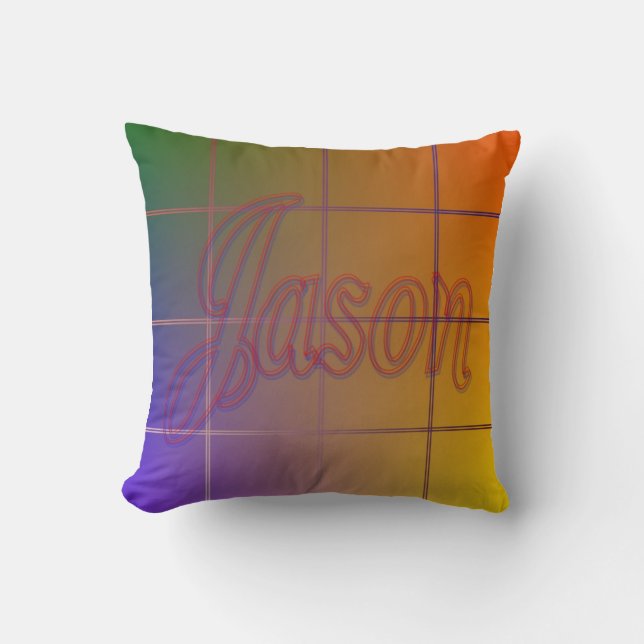 Jason Rainbow Grid Pillow (Front)